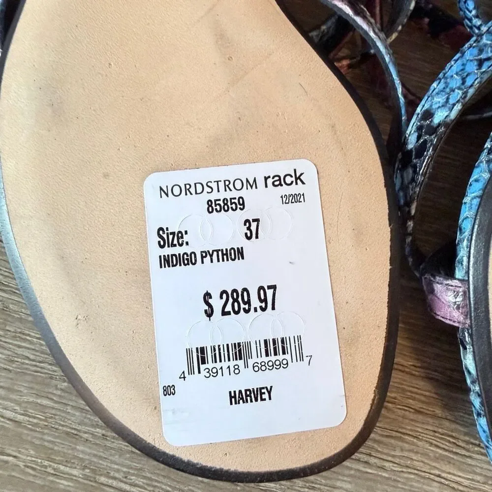 NWT Marion Parke Toscana Harvey Python Snakeskin Indigo Strappy Size‎ 37 / 6.5